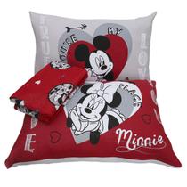 Jogo De Cama Casal Mickey E Minnie Namorados Love Film Cinza Disney Portallar