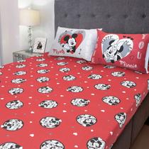 Jogo de Cama Casal Mickey Minnie Lovers Lençol 2 Fronhas