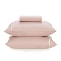 Jogo de Cama Casal Noah 160 Fios - Rosa/Branco - 3 Peças - Karsten Jogo de Cama Casal Noah 160 Fios - Rosa/Branco - 3 Peças - Karsten