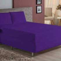 Jogo De Cama Casal Nobre 3 Peças Luva De Box 55cm De Altura Malha 100% Algodão - Roxo Jogo De Cama Casal Nobre 3 Peças Luva De Box 55cm De Altura Malha 100% Algodão - Roxo