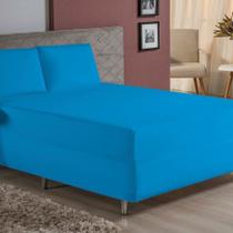 Jogo de Cama Casal Nobre 3 Peças Luva de Box 55cm de Altura Malha 100% Algodão - Turquesa