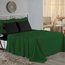 Jogo de Cama Casal Nobre 4 Peças Lençol com Elástico de 30cm de Altura Malha 100% Algodão - Verde-Bandeira / Preto Jogo de Cama Casal Nobre 4 Peças Lençol com Elástico de 30cm de Altura Malha 100% Algodão - Verde-Bandeira / Preto