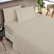 Jogo de Cama Casal Percale 200 Fios Ponto Palito Elegance 04 Peças Cáqui Jogo de Cama Casal Percale 200 Fios Ponto Palito Elegance 04 Peças Cáqui
