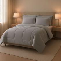 Jogo de Cama Casal Premium 5 Peças com Edredom Dupla Face e Porta Travesseiros Casa Dona