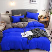 Jogo de cama casal queem 7 peças com edredom blue grey