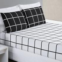 Jogo De Cama Casal Queen 03 Peças Micropercal 200 Fios Austin - Preto