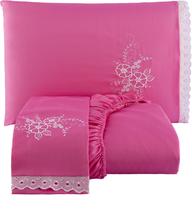 Jogo De Cama Casal Queen 3 Peças Pink - Am Bordados