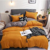 Jogo de cama casal queen amarelo 7 pç edredom de 260x260cm