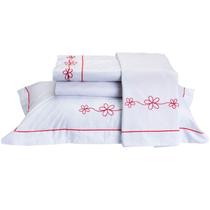 Jogo de Cama Casal Queen Dolce 4 Peças Bordado 100% Algodão 150 Fios Branco