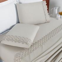 Jogo De Cama Casal Queen London Bordado Inglês 200 Fios 4pç Super Macio NOBLESS