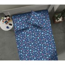 Jogo de Cama Casal Stitch Pedras Lençol 2 Fronhas Disney