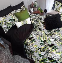 Jogo De Cama Casal Super King 8 Peças Edredom Florestal Dark