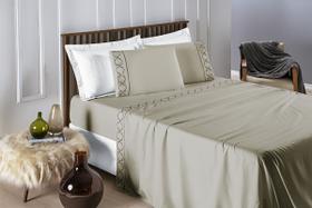 Jogo de cama casal super king infinity exclusivo bordado micro percal 300 fios super macio