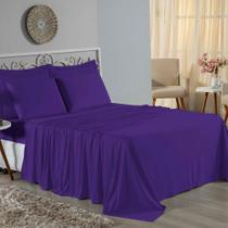 Jogo De Cama Casal Viúva Nobre 4 Peças Malha 100% Algodão - Roxo Jogo De Cama Casal Viúva Nobre 4 Peças Malha 100% Algodão - Roxo