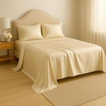 Jogo de Cama Cetim Casal Padrão 4 peças Toque de Seda Com Alto Brilho