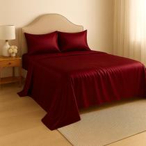 Jogo de Cama Cetim Casal Queen 4 peças Toque de Seda Com Alto Brilho