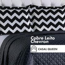 Jogo de Cama Chevron Casal Queen 3pçs Preto Casen