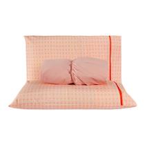 Jogo de Cama Chicago Estampado Salmão Geométrico Queen 03 Peças - Percal 140 Fios