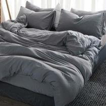 Jogo De Cama Cinza Solteiro 4 Peças Com Edredom 230X150Cm