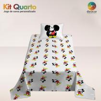 Jogo de cama cobre leito e fronha Mickey