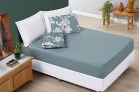 Jogo De Cama Com Elastico Casal Padrão Flor 3 Peças 200 Fios