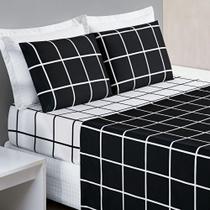 Jogo De Cama Com Lençol De Cima 200 Fios Austin King 04 Peças - Preto