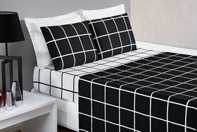 Jogo De Cama Com Lençol De Cima 200 Fios Austin Queen 04 Peças - Preto