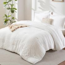 Jogo de Cama CozyLux King 7 Peças Branco em Seersucker Jogo de Cama CozyLux King 7 Peças Branco em Seersucker