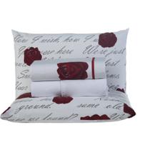 Jogo de Cama Craft Casal Padrão 4 Peças Percal 200 Fios 100% Algodão - Estampa Roses