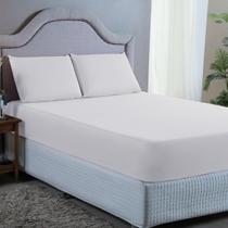 Jogo de Cama de Casal 3 pç Lençol + Fronhas Premium Micro Percal 400 Fios Liso Branco