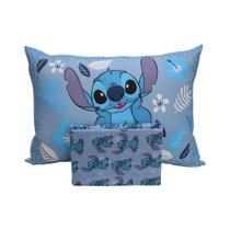 Jogo De Cama Disney Stitch Blue 2 Peças C/ Elástico Solteiro