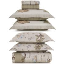 Jogo de Cama e Colcha Dupla Face Infantil Tamanho Casal Karsten Percal 200 Fios 100% Algodão 7 Peças