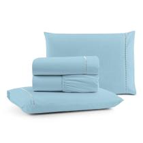 Jogo de Cama Egípcio Casal 4 Peças Micropercal 600 Fios Algodão Azul Claro Jogo de Cama Egípcio Casal 4 Peças Micropercal 600 Fios Algodão Azul Claro