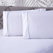 Jogo de Cama Essential Liso Branco Casal Padrão 03 Peças - Micropercal 180 Fios