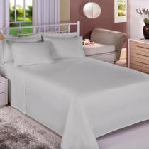 Jogo de Cama Est Premium Linea King Liso Cinza - 180 Fios 100% Algodão