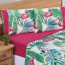 Jogo De Cama Estampado Micropercal 200 Fios Naturale Casal 04 Peças - Flamingo