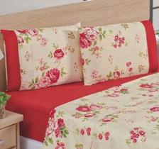 Jogo De Cama Estampado Micropercal 200 Fios Naturale Solteiro 03 Peças - Loren