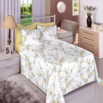 Jogo de Cama Estamparia Queen Premium 100% Algodão Listras Amarelas
