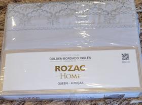 Jogo de Cama Golden Bordado Inglês Hypercal 200 fios Queen Cinza