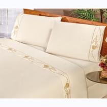 Jogo De Cama Imperial King 4 Peças Lençol Bordado Palha Jogo De Cama Imperial King 4 Peças Lençol Bordado Palha