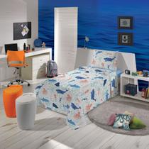 Jogo de Cama Infantil 100% Algodão Shark Fundo do Mar 3 Peças Lepper