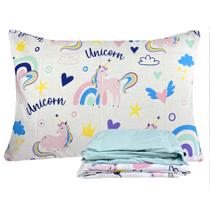 Jogo de Cama Infantil 100% Algodão Solteiro 3 Peças Estampado Unicórnios Faz de Conta Lepper