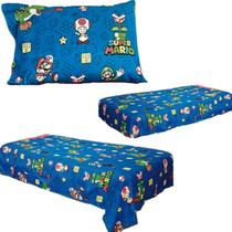 Jogo De Cama Infantil 3 Peças Solteiro Modelo:Mario Bross