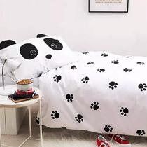 Jogo de cama infantil 4 pç com edredom e travesseiro panda