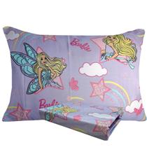 Jogo de Cama Infantil Barbie Lilás Solteiro Estampado Microfibra 2 pecas Lepper