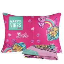 Jogo de Cama Infantil Barbie Microfibra Solteiro Estampado 1,40 m x 2,20 m Com 2 pecas Lepper