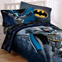 Jogo de cama infantil batman 6 pç casal queen com edredom