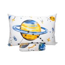 Jogo de Cama Infantil Espaço Sideral Planetas Solteiro 2 Peças Lençol com Elástico e Fronha