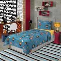 Jogo de Cama Infantil Harry Potter 3 Peças Azul Lepper Jogo de Cama Infantil Harry Potter 3 Peças Azul Lepper