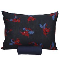 Jogo De Cama Infantil Homem Aranha Solteiro Spider Man Talk Blue Simples 2 Peças Malha Portallar
